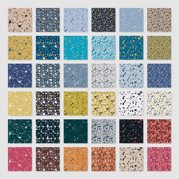Set of terrazzo style seamless patterns
