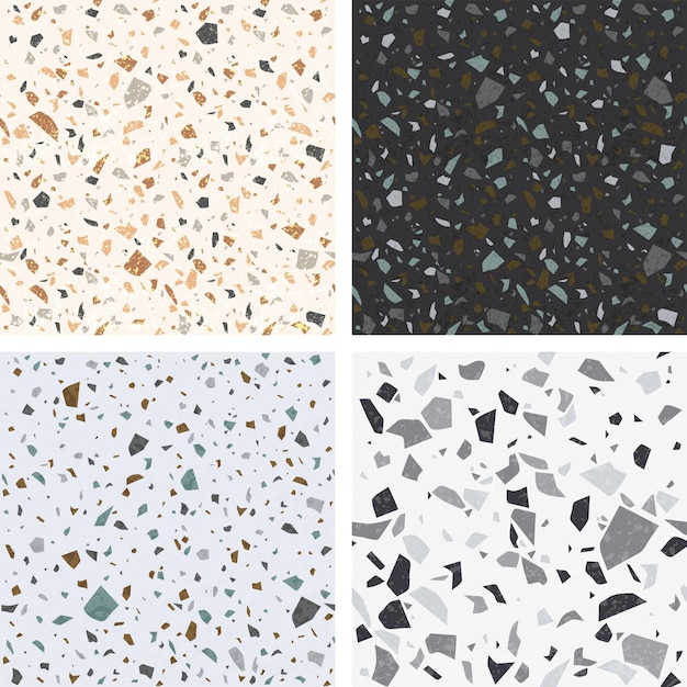 Set of terrazzo textured seamless patterns