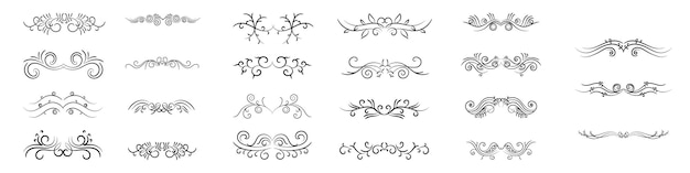 Set of text delimiters, Collection of arabesque, calligraphic decorative set,  Vintage Decorations,