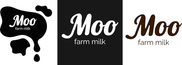 set of text logo for farm milk