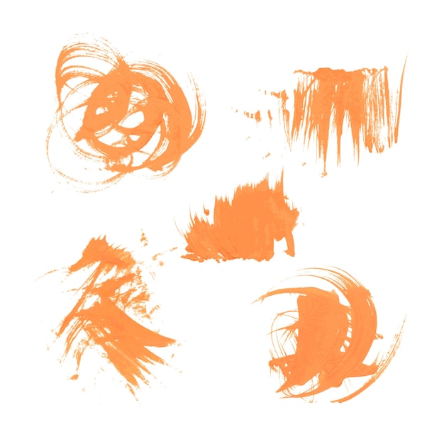 Set texture orange paint smears on white background 42