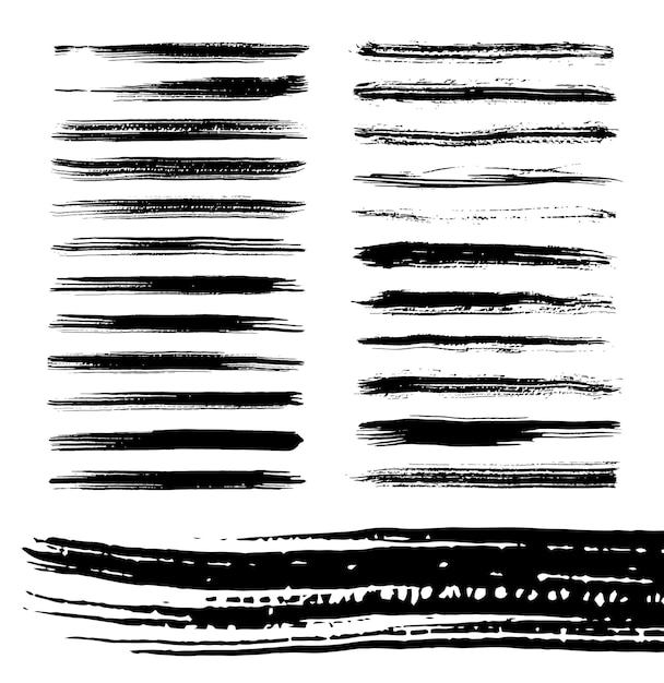 Set of textured brush strokes