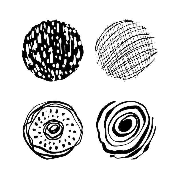 Vector set of textured circles with patterns