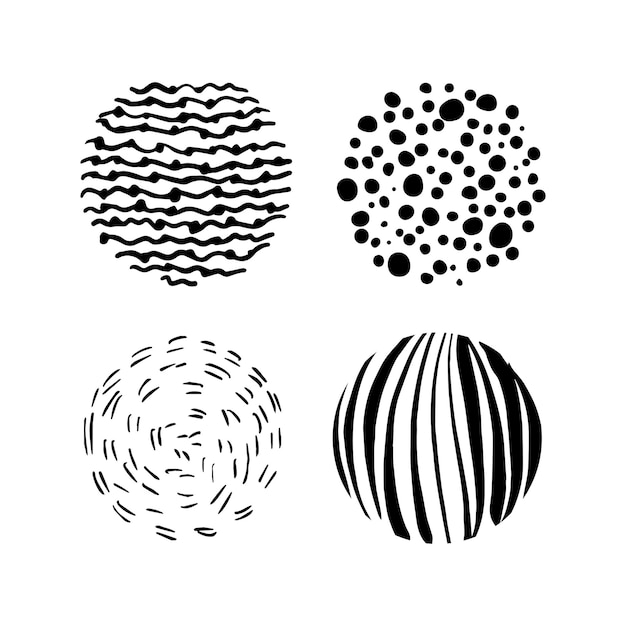 Set of Textured Circles with Patterns