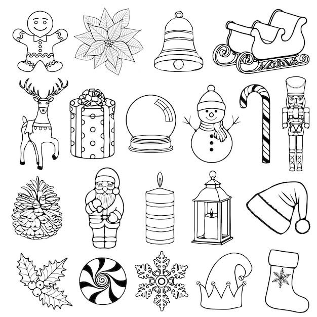 set tf christmas doodles collection of christmas illustrations