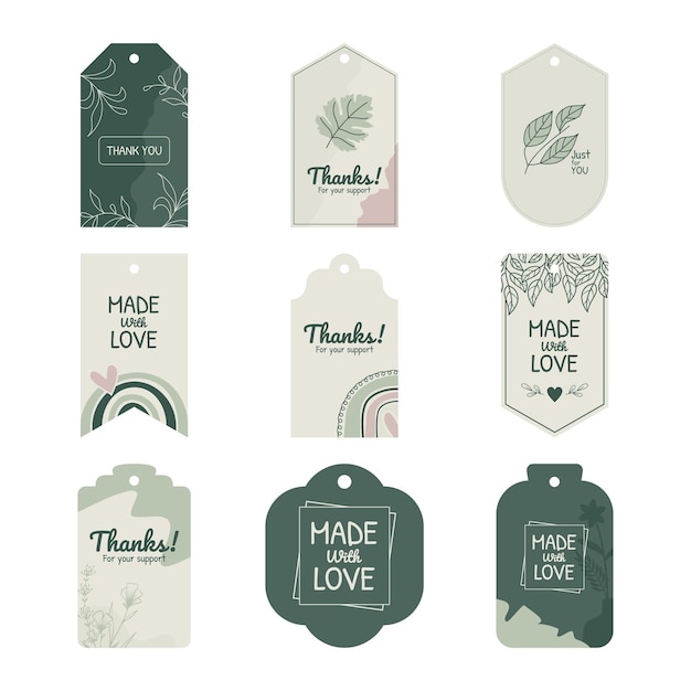 Vector set of thank you card label hang tag vector