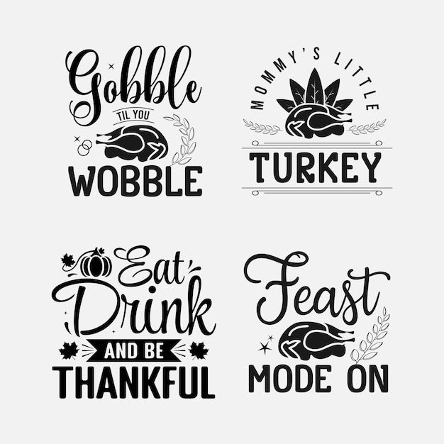 Vector set of thanksgiving lettering fall quote for print tshirt poster and card