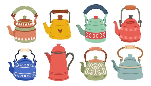 Set theepotten voor thee. Voorraadontwerp geïsoleerd op een witte achtergrond voor websites en apps
