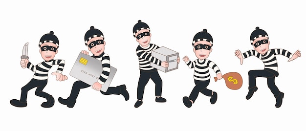 Vector set of theft man character illustration stealing