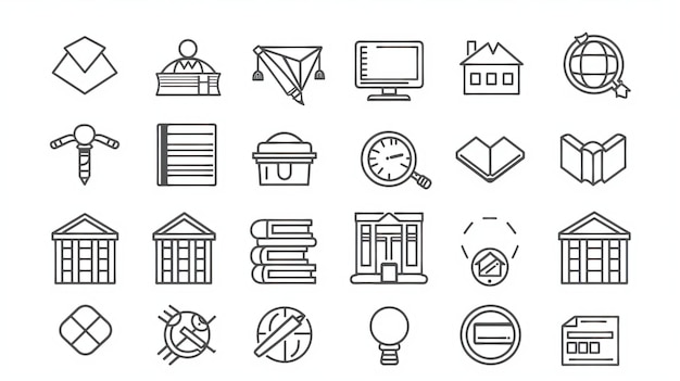 A set of thin line icons