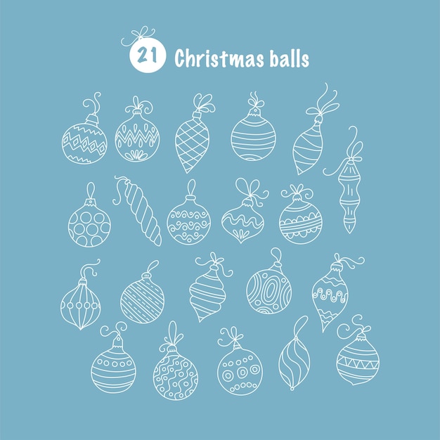 Set of thin line vector Christmas icons