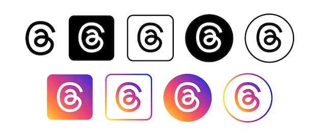 スレッドのロゴ アイコンのセット スレッドの新しいアプリケーションのロゴ