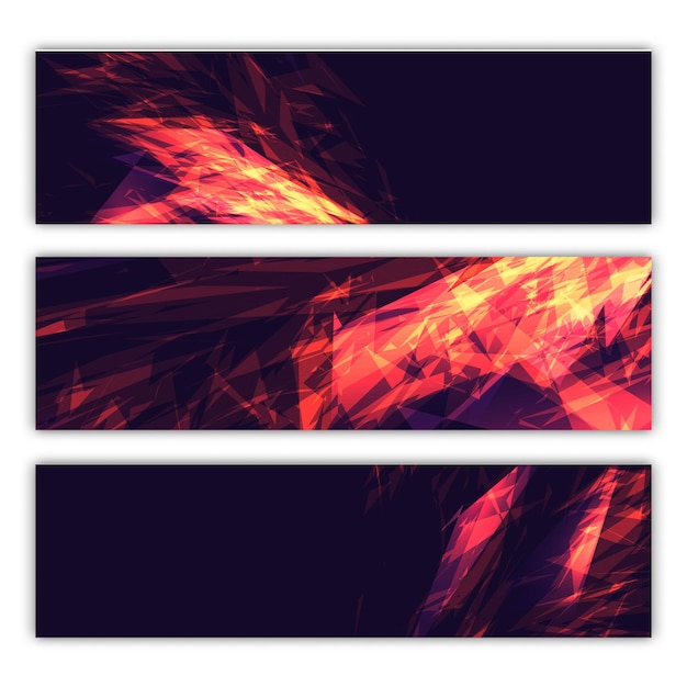 A set of three abstract multicolored backdrops of abstract bright energetic modern digital textures