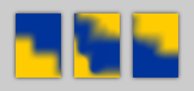 Set of three banners blue and yellow Colors illustration