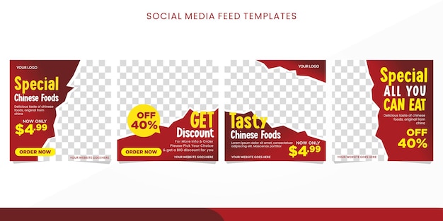 A set of three banners for a social media feed templates.