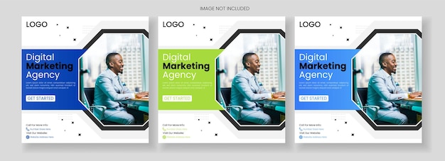 Vector a set of three brochures that say digital marketing agency.