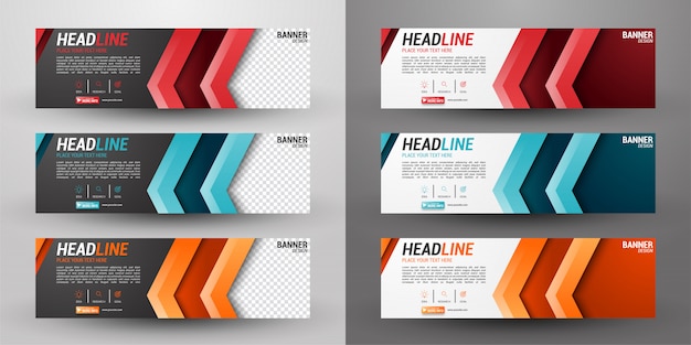 Vector set of three business banner