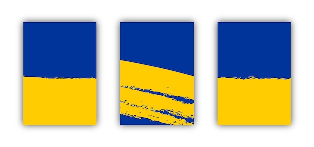 Set di tre banner modello di scheda grafica a colori blu e giallo per risorse su sfondo a trama