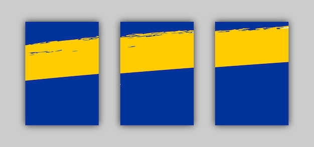 Set of three card template banner blue and yellow color artwork for resources on texture background