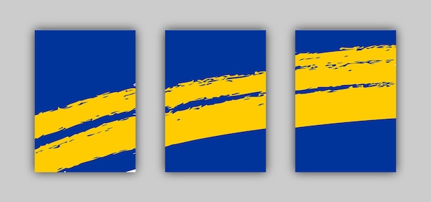 Set of three card template banner blue and yellow color artwork for resources on texture background