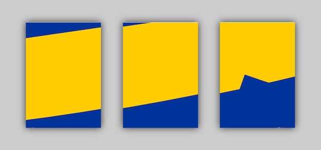 Set of three card template banner Blue and yellow color artwork for resources on texture background