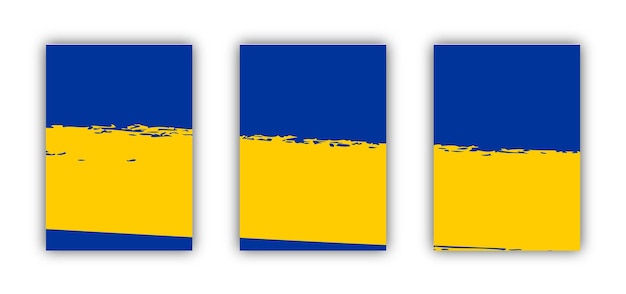 Set of three card template banner Blue and yellow color artwork for resources on texture background