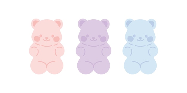 Set of three cute gummy bears