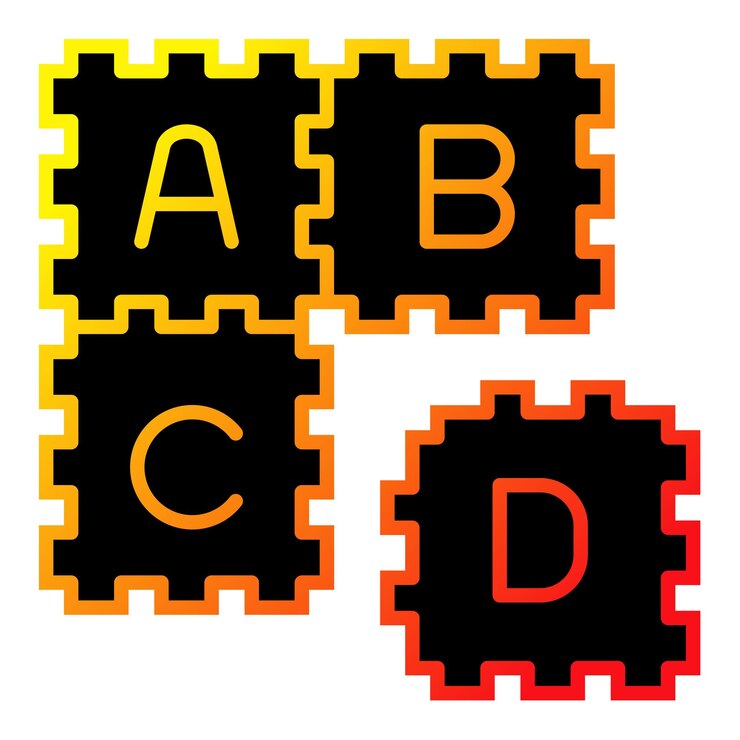 Vector a set of three different colored squares with a b on it