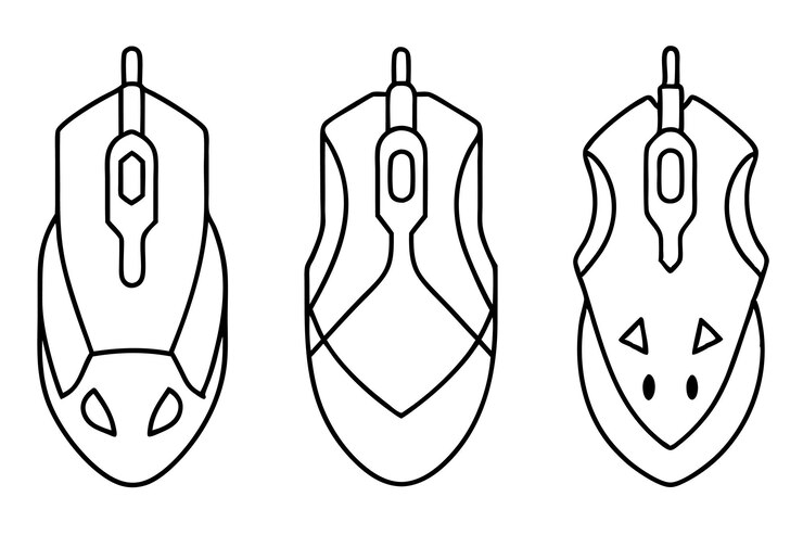 Vector 검은색 배경으로 세 개의 다른 컴퓨터 마우스 세트