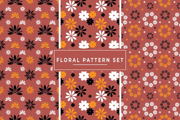 Set of Three Floral Seamless Pattern Design Background, Collection of Colorful Seamless pattern