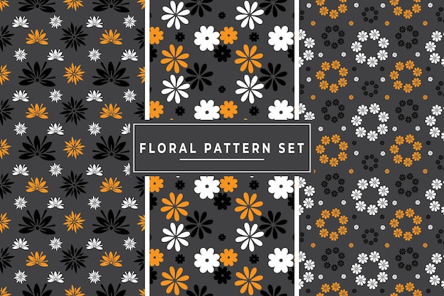 Set of Three Floral Seamless Pattern Design Background, Collection of Colorful Seamless pattern