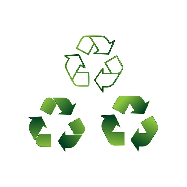 Vector set of three green recycling signs