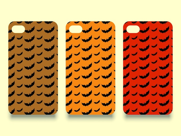 set of three halloween bats mobile phone cases covers, bats cases cover halloween vector