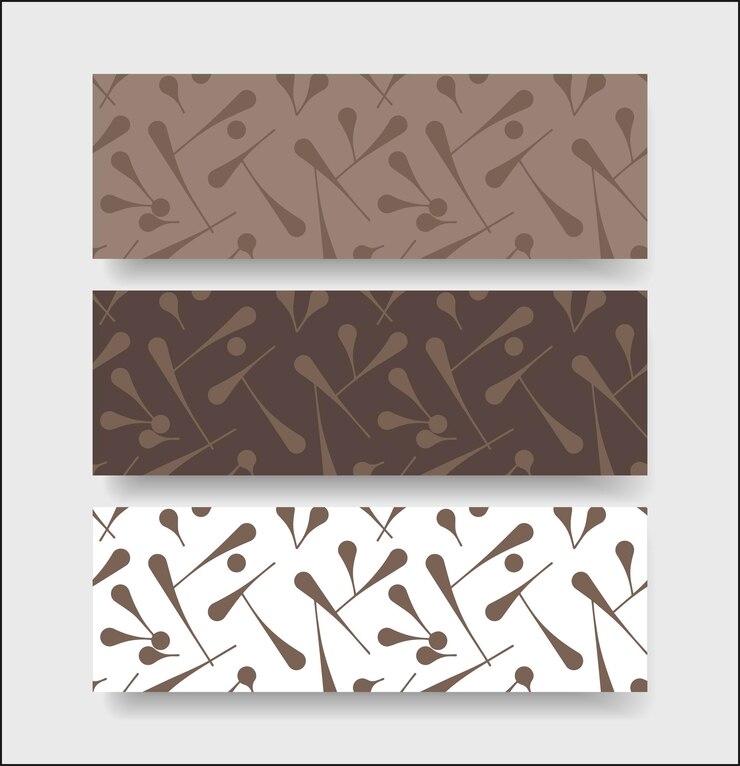 Vector set of three horizontal abstract paintings in brown tones for home decor