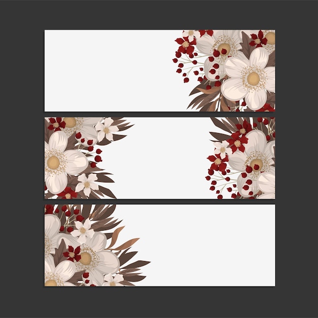 Set of three horizontal banners. beautiful floral pattern in oriental style.