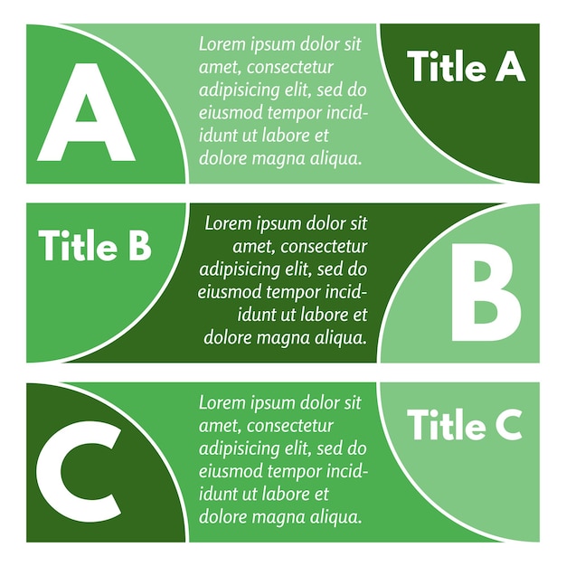 Vector set of three horizontal colorful options banners. step by step infographic design template. vector illustration