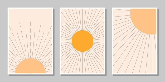 Set of three mid century modern minimalist wall decoration art print