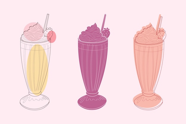 set of three milkshakes
