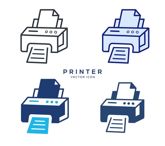 A set of three printer icons.