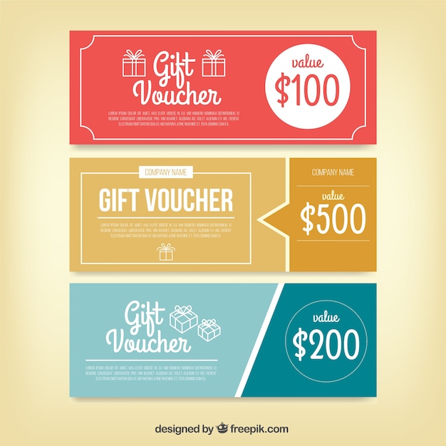 Set of three retro discount coupons