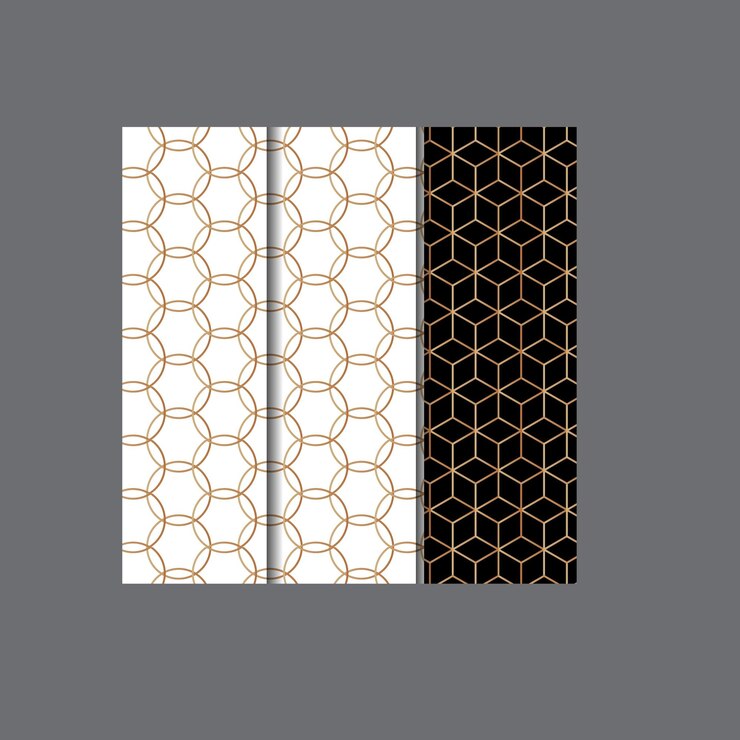 Vector a set of three squares with a gold and black background