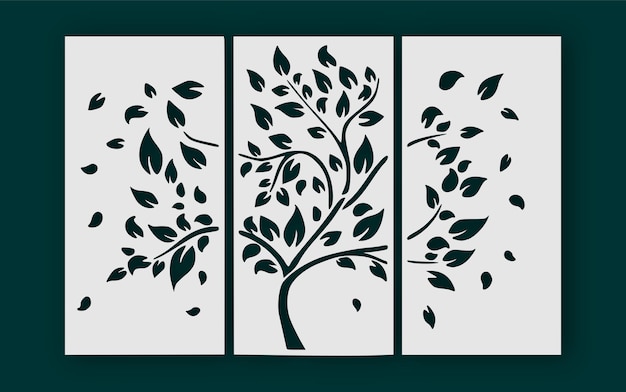 A set of three stencils for a tree.