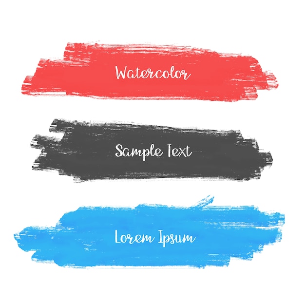 Set of three watercolor stroke banner design