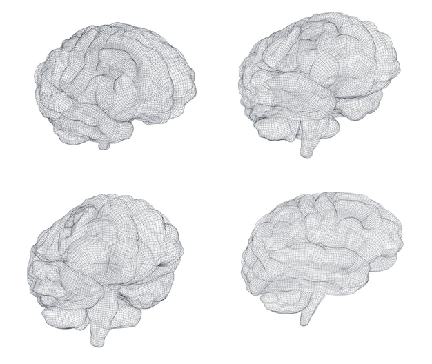 Set threedimensional vector cyber brain neural network megadata processing template interface design