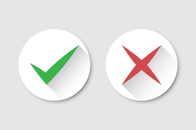 Premium Vector  Check mark icon and cross icons with long shadow