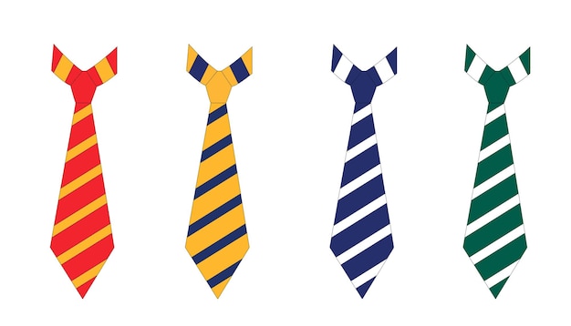 Vector set of ties of different colors.  vector set in cartoon style. all elements are isolated