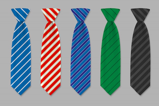 Set of ties isolated . colored tie for men