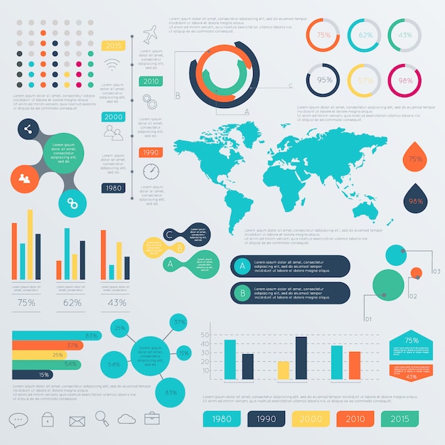 Set tijdlijn infographic ontwerpsjablonen.