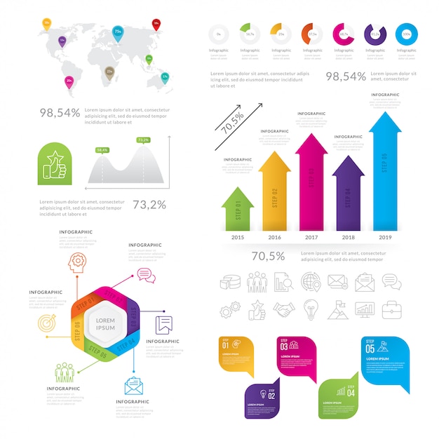 Set tijdlijn infographic-sjabloon