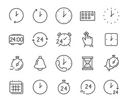 Vettore set di icone dell'ora, calendario, orologio, promemoria, ora, data